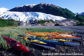 Kayaks On the Beach Near Blackstone Glacier